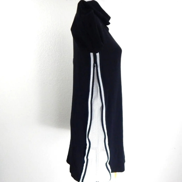 Akris Black and White Mesh Panel Long Sleeve Wool Dress - Picture 3 of 6